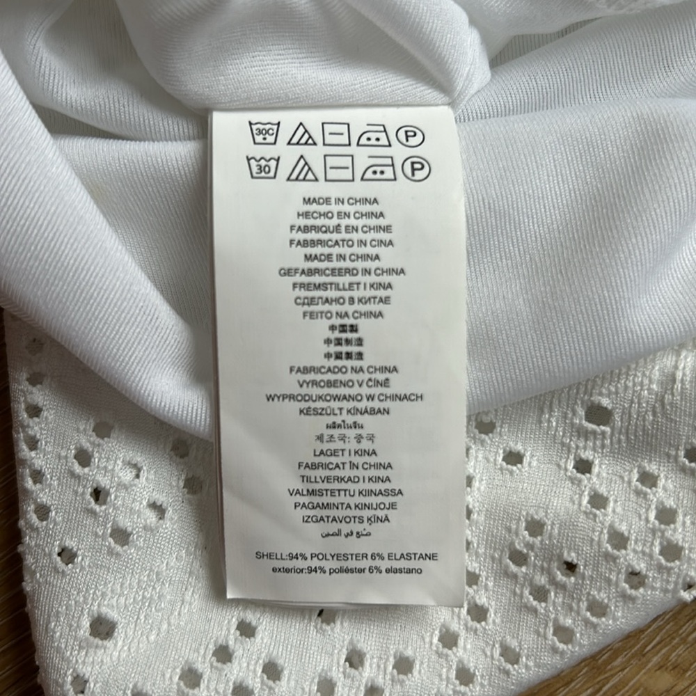 Michael Kors Womens White Eyelet Smocked Peasant Beachy Ruffle Dress Siz… - Picture 9 of 9